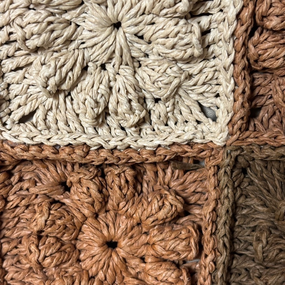Nine West Vintage Y2K Crochet Floral Tote Bag Cream and Brown - Picture 4 of 11